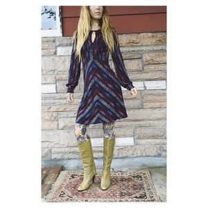 Free People keyhole open back knee length dress